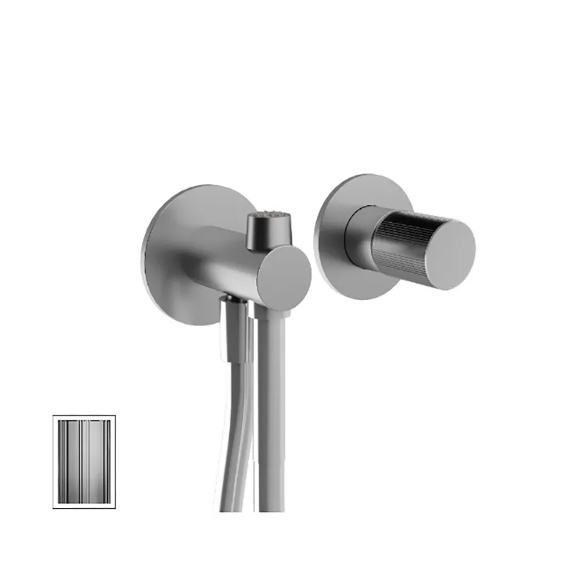 Unterputzbatterie mit hygienischer Handbrause mit Rändelgriff 28 mm Treemme