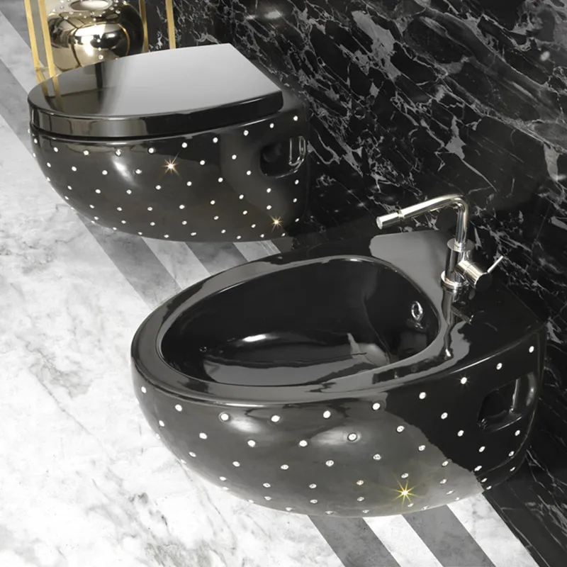Wandhängendes WC und Bidet mit Swarovski Oval Aet Italia