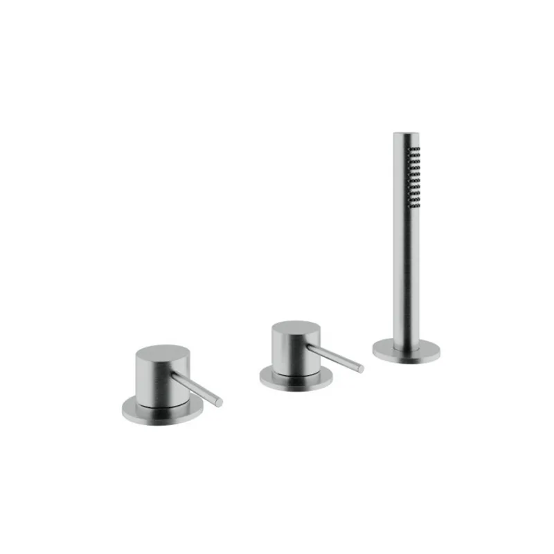 3-Loch-Wannenbatterie für den Wannenrand mit herausziehbarer Brause ohne Auslauf 40 mm Treemme