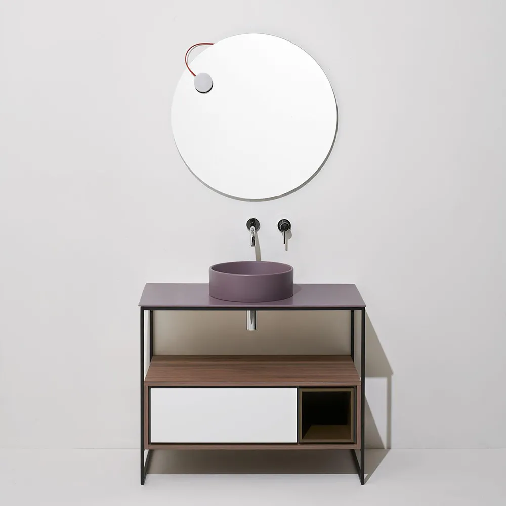 Rundes Waschbecken in Pflaume mit Struktur Foriù Simas