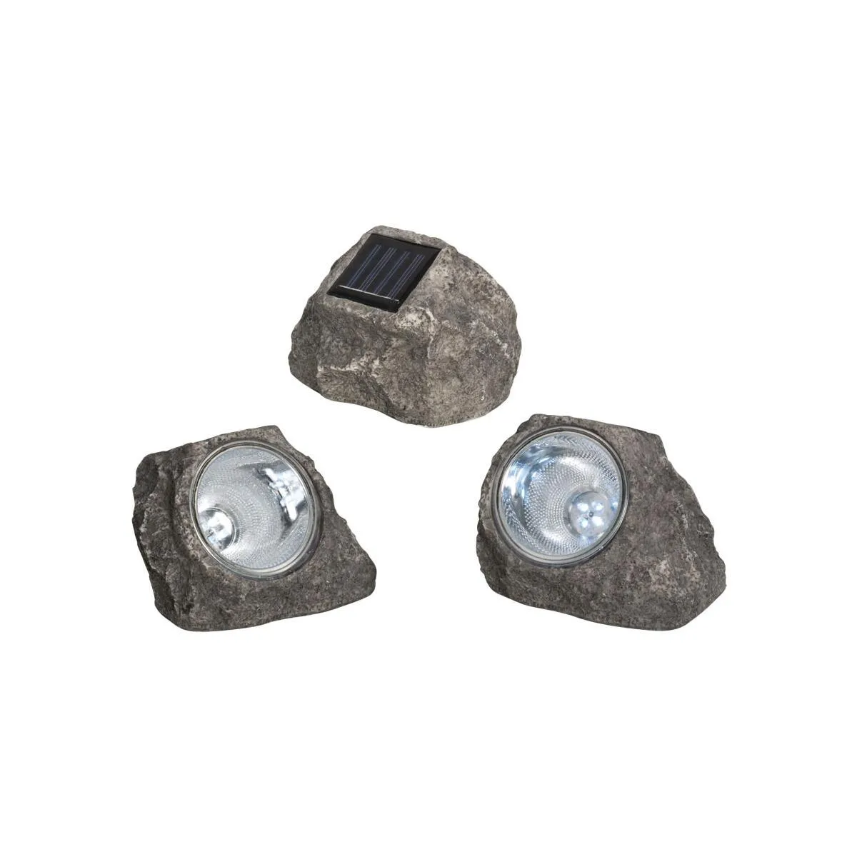 LED-Solar-Außenstrahler -Set Kunststein mit 3 Leuchten