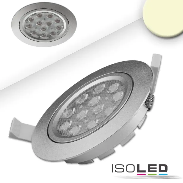 ISOLED LED Einbaustrahler silber 15W 72° rund dim. - warmweiß