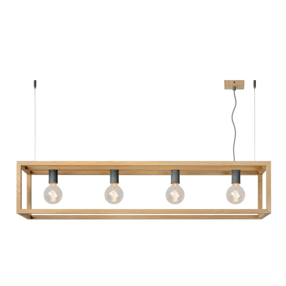 Lucide ORIS Hängeleuchte Holz dunkel, 4-flammig
