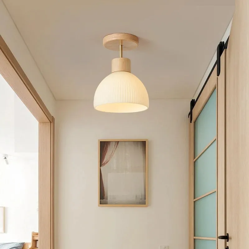 Japanische Holz-Deckenleuchte mit natürlichem Grasdesign für Wohnkultur