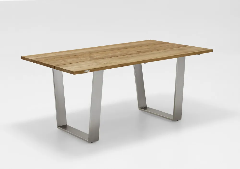Niehoff Noah Tisch Edelstahl Trapezkufe/Teak 160x95 cm bis 260x95 cm