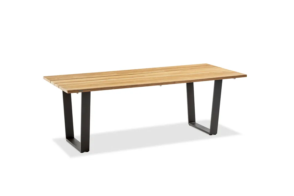 Niehoff Noah Tisch Aluminium Trapezkufe Anthrazit/Teak 160x95 cm bis 260x95 cm