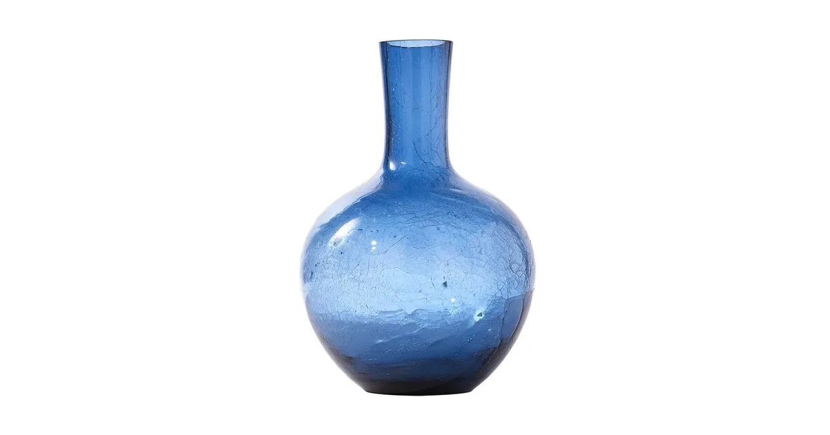 Crackled Glass Ball Body Vase L