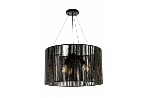 GTV geflochtene Hängelampe FORESTO 40W E27 Ø 50cm schwarz - ohne Leuchtmittel