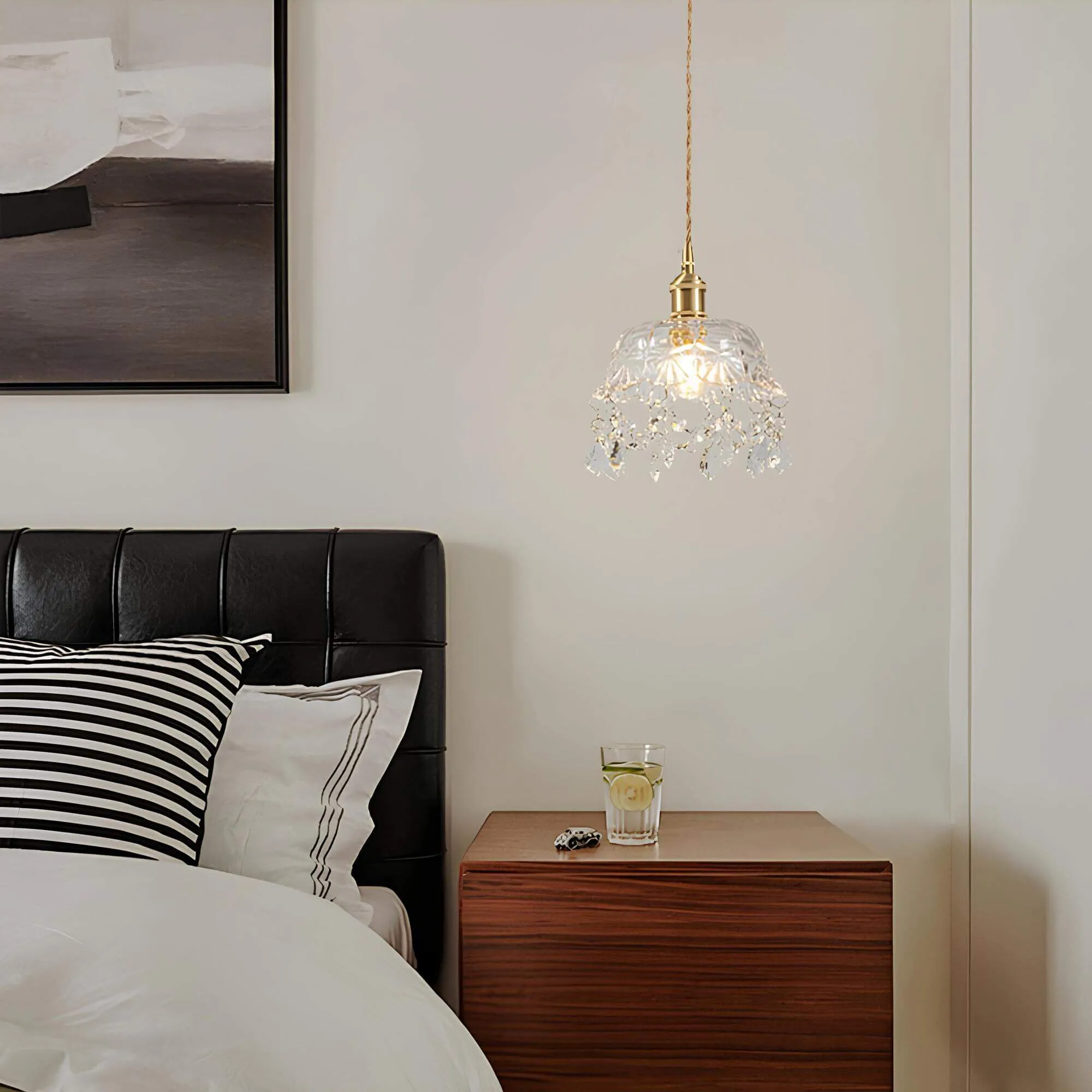 Moderne Glas-Kristall-Deckenleuchte für elegante Wohn- und Arbeitsräume