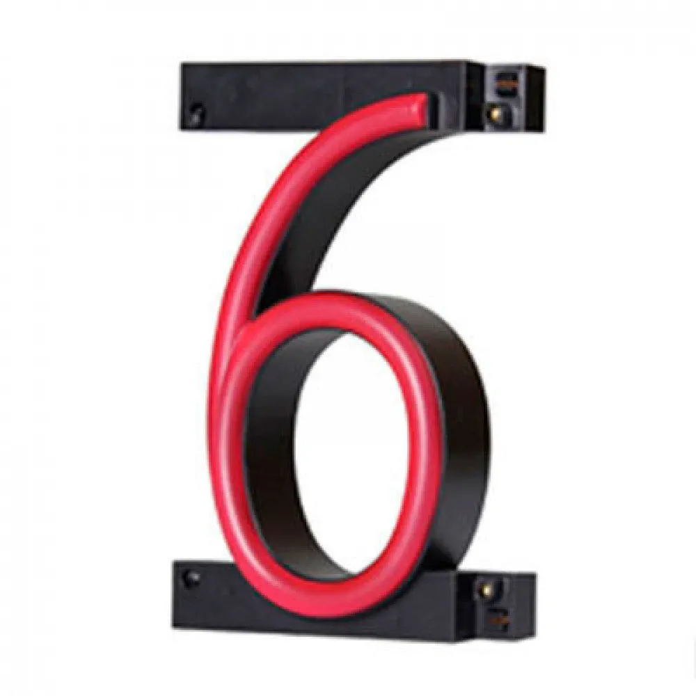 Nummer LED Neon 6 Breite 90Mm Höhe 161Mm Hintergrund 38Mm