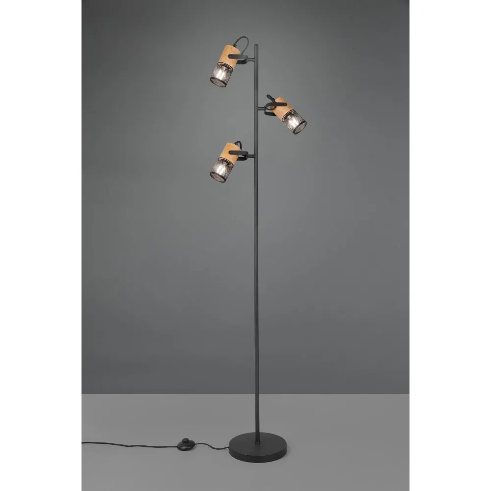 Trio Tosh Stehleuchte LED Schwarz, 3-flammig