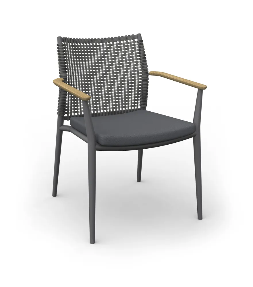 Solpuri Vera Stapelsessel mit Teakarmlehne inkl. Sitzpolster