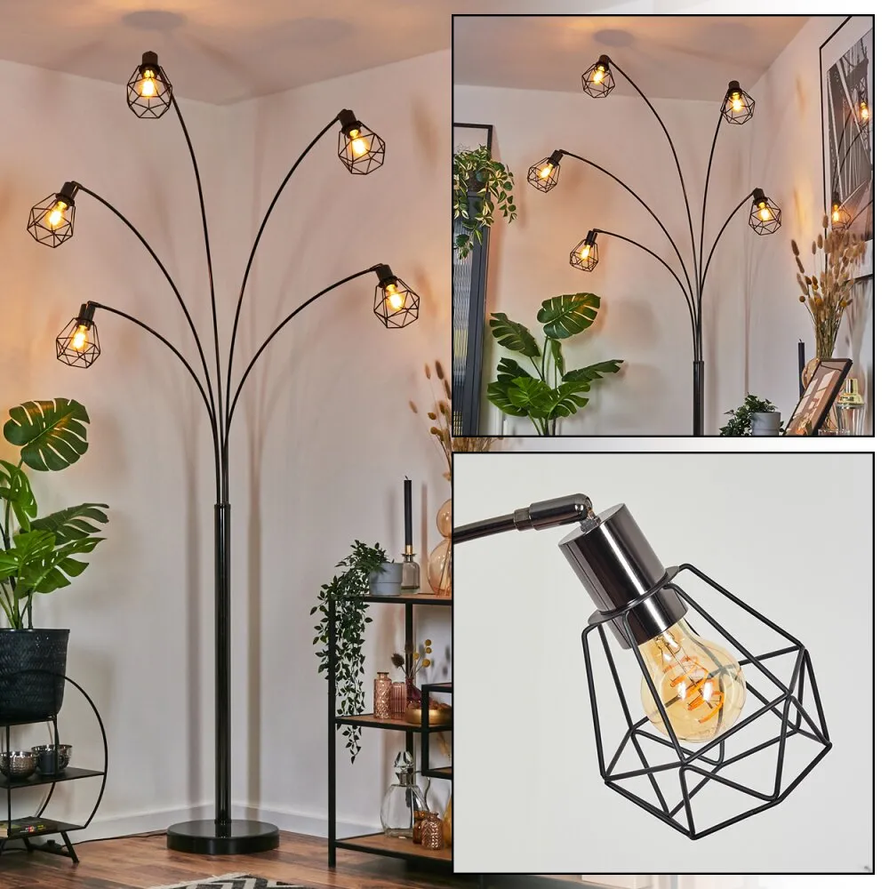 Yaak Stehleuchte Chrom, Schwarz, 5-flammig H3885567