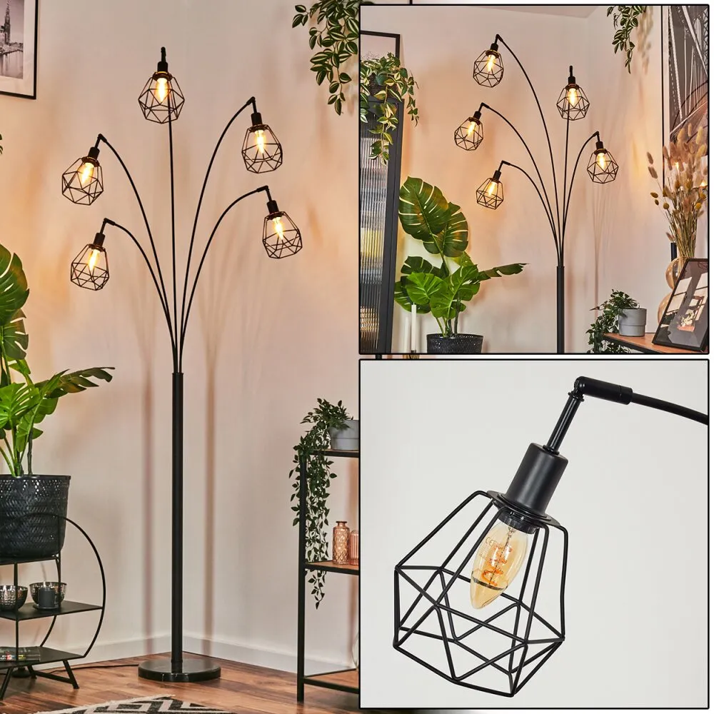 Yaak Stehleuchte Schwarz, 5-flammig H3888858