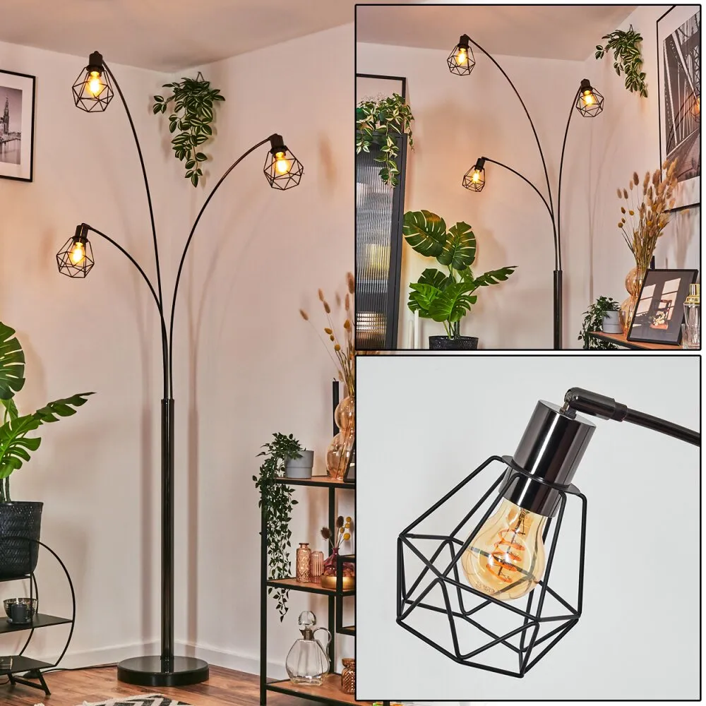 Yaak Stehleuchte Chrom, Schwarz, 3-flammig H3889039