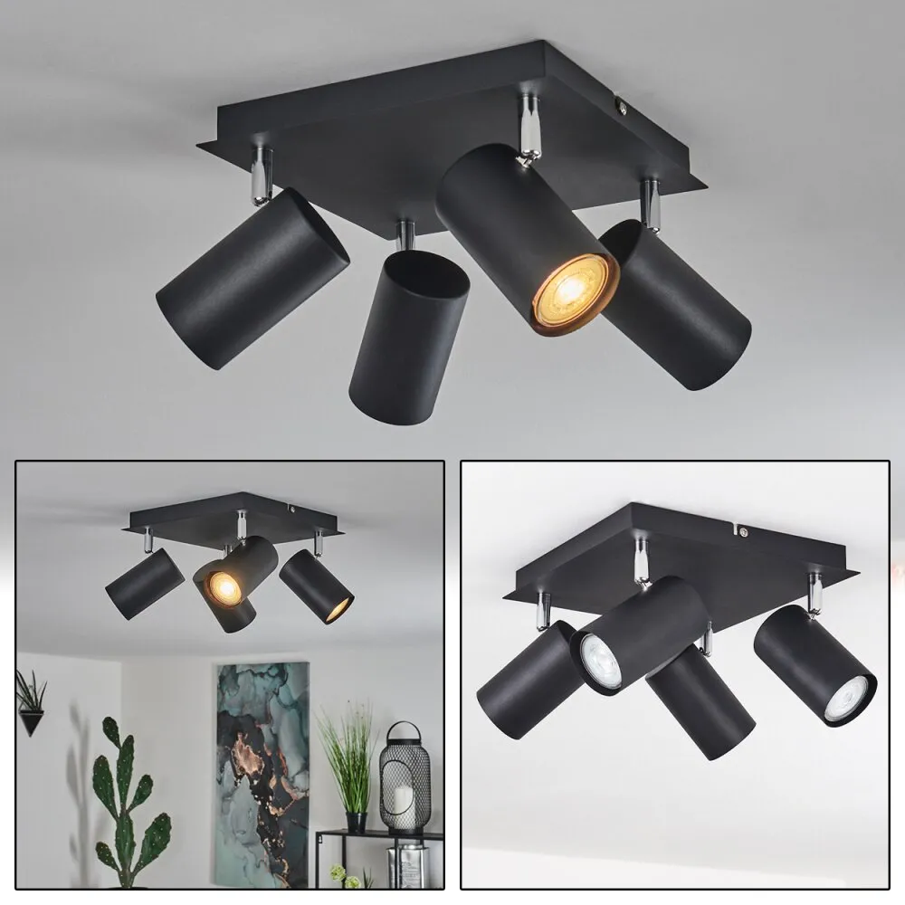 Zuoz Deckenleuchte Chrom, Schwarz, 4-flammig H3596739